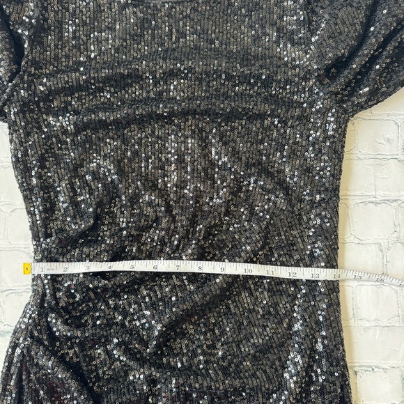 Nanette Lepore Black sequin long sleeve midi  party dress size 10 - Picture 11 of 14